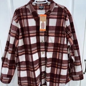 Eddie Bauer Burgundy and White Microfleece Shirt